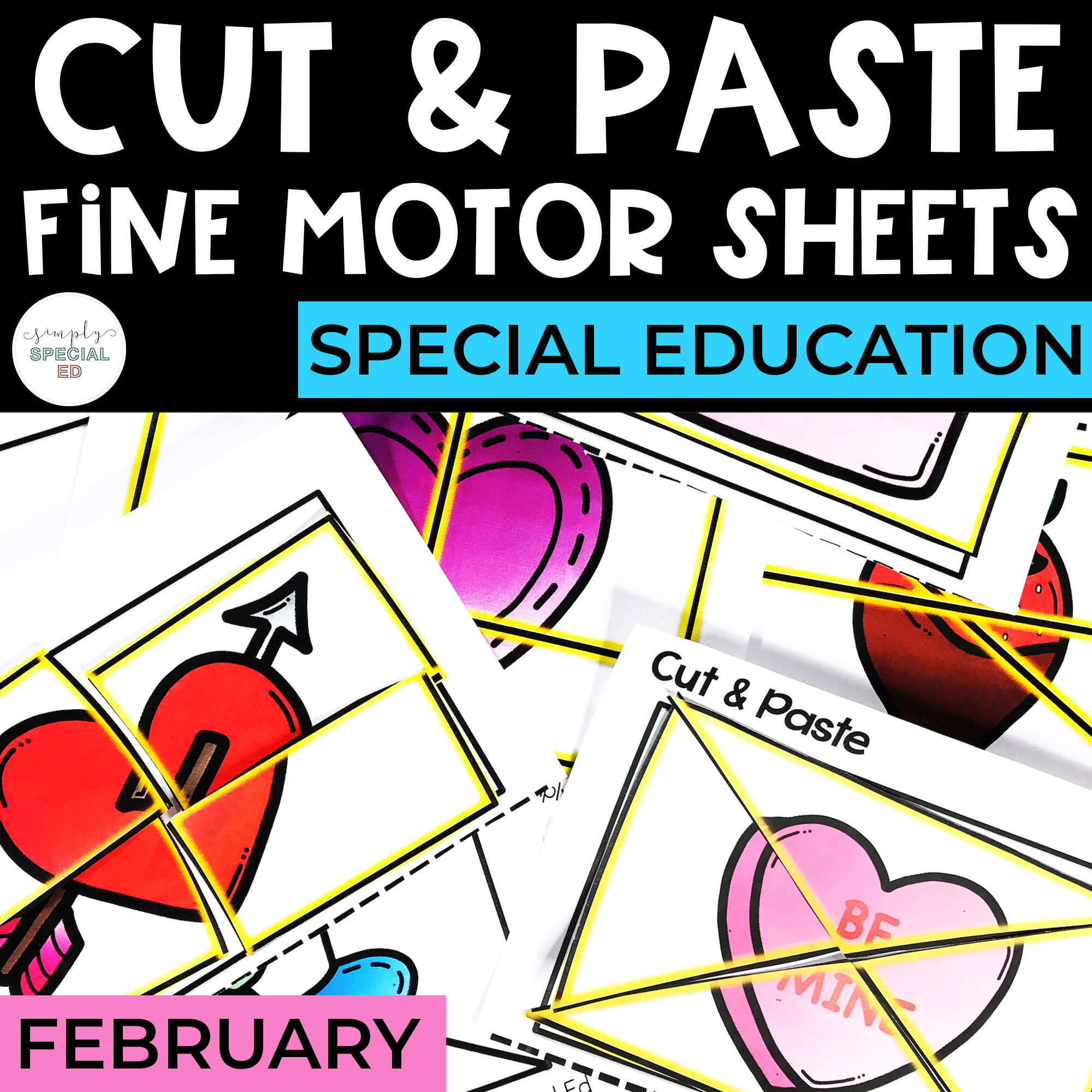 Cut and Paste Fine Motor Sheets: February