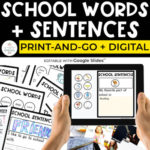 School Words and Sentences Printable + Google Slides™ | Special Education