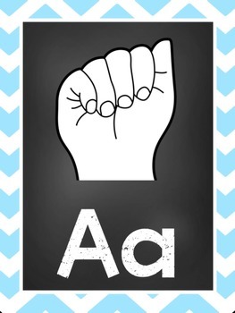 ASL Blue Chevron Alphabet Posters