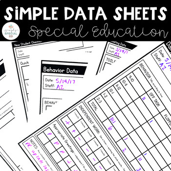 Simple Data Sheets for Special Education