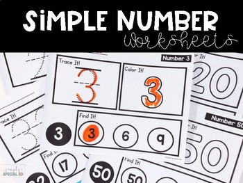 Simple Numbers: Worksheets for Special Education