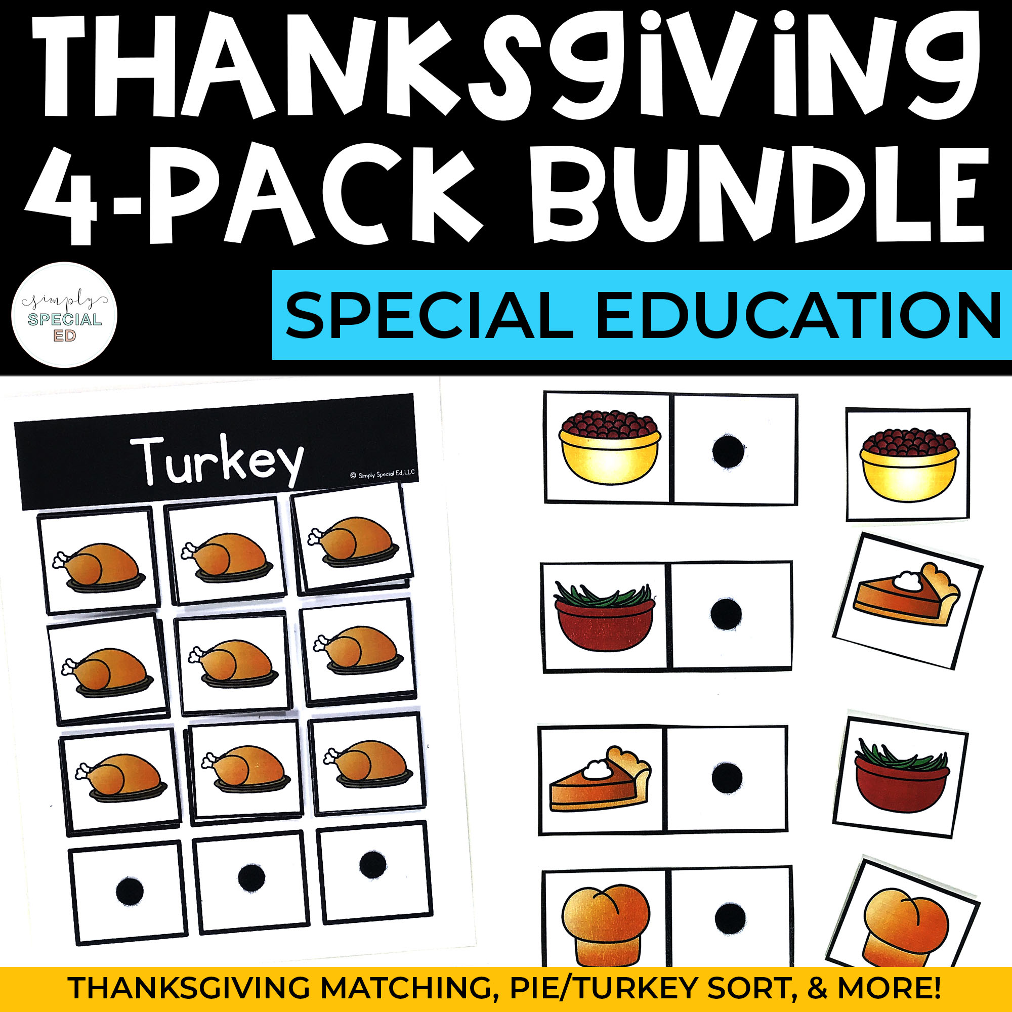 Task Box 4-Pack: Thanksgiving (Matching, Sorting + More)