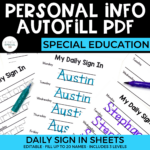 Personal Information Autofill PDF: Daily Sign In Sheets