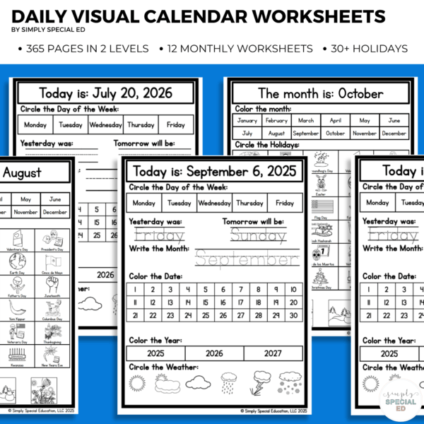 Daily Visual Calendar Worksheets: 2025-2026 - Image 2