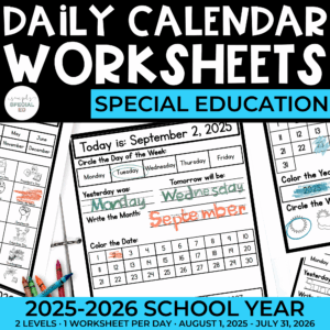 Daily Visual Calendar Worksheets: 2025-2026