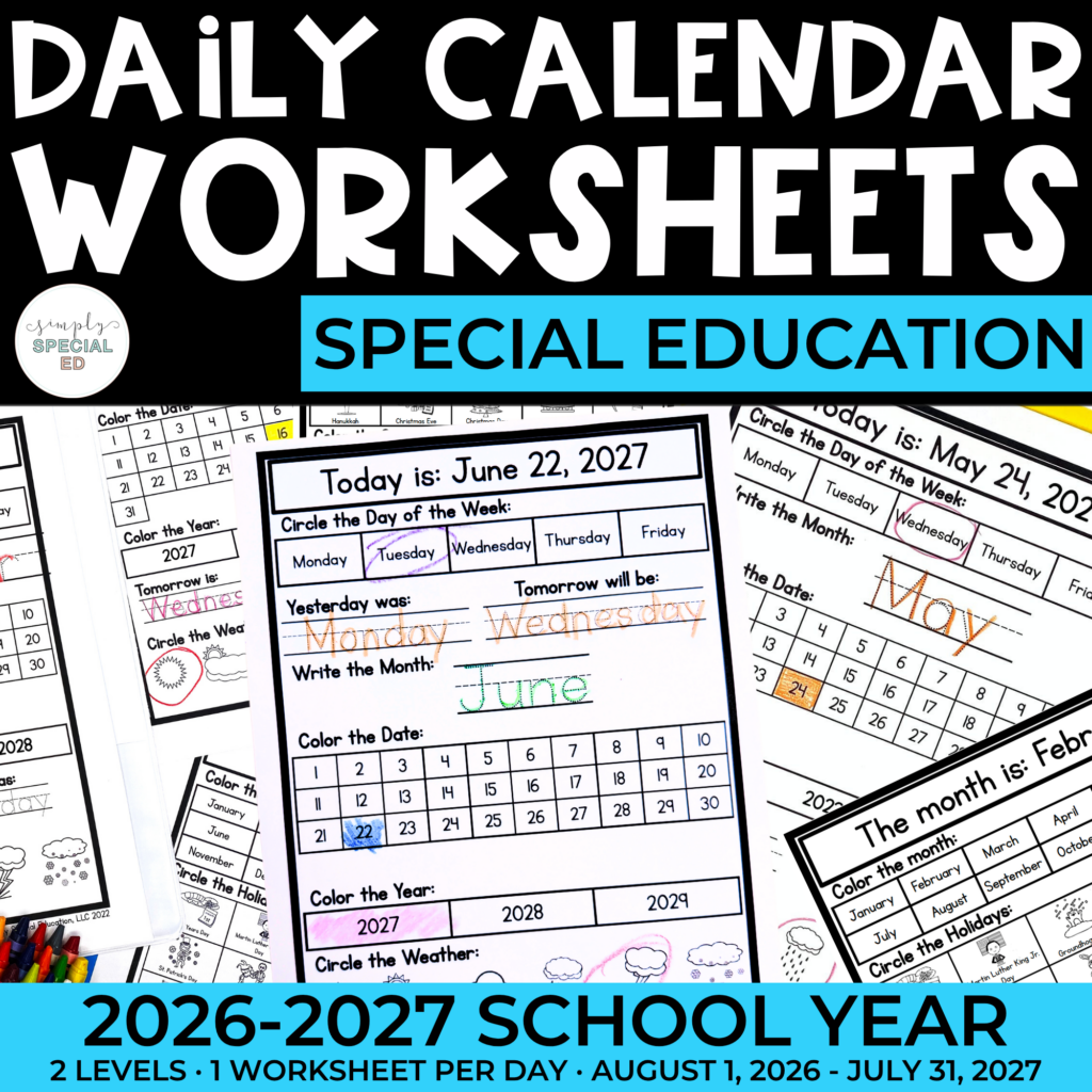 Daily Visual Calendar Worksheets: 2026-2027