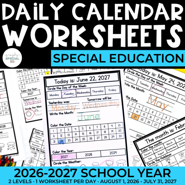 Daily Visual Calendar Worksheets: 2026-2027