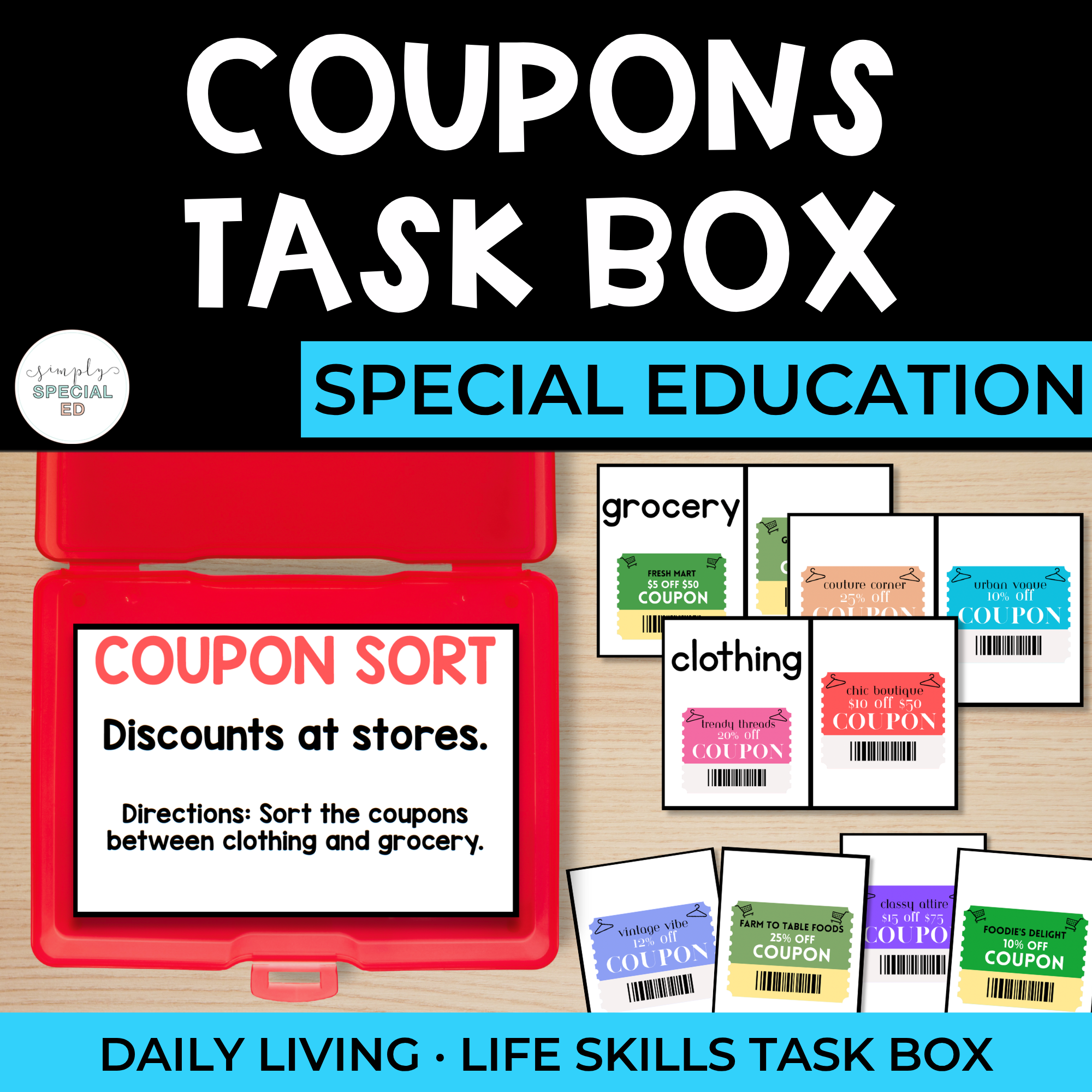 Daily Living Task Boxes: Coupons