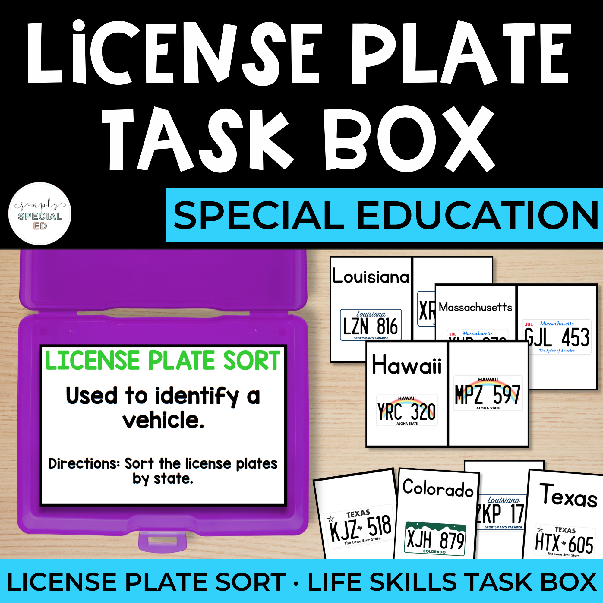 Sorting Task Boxes: License Plates