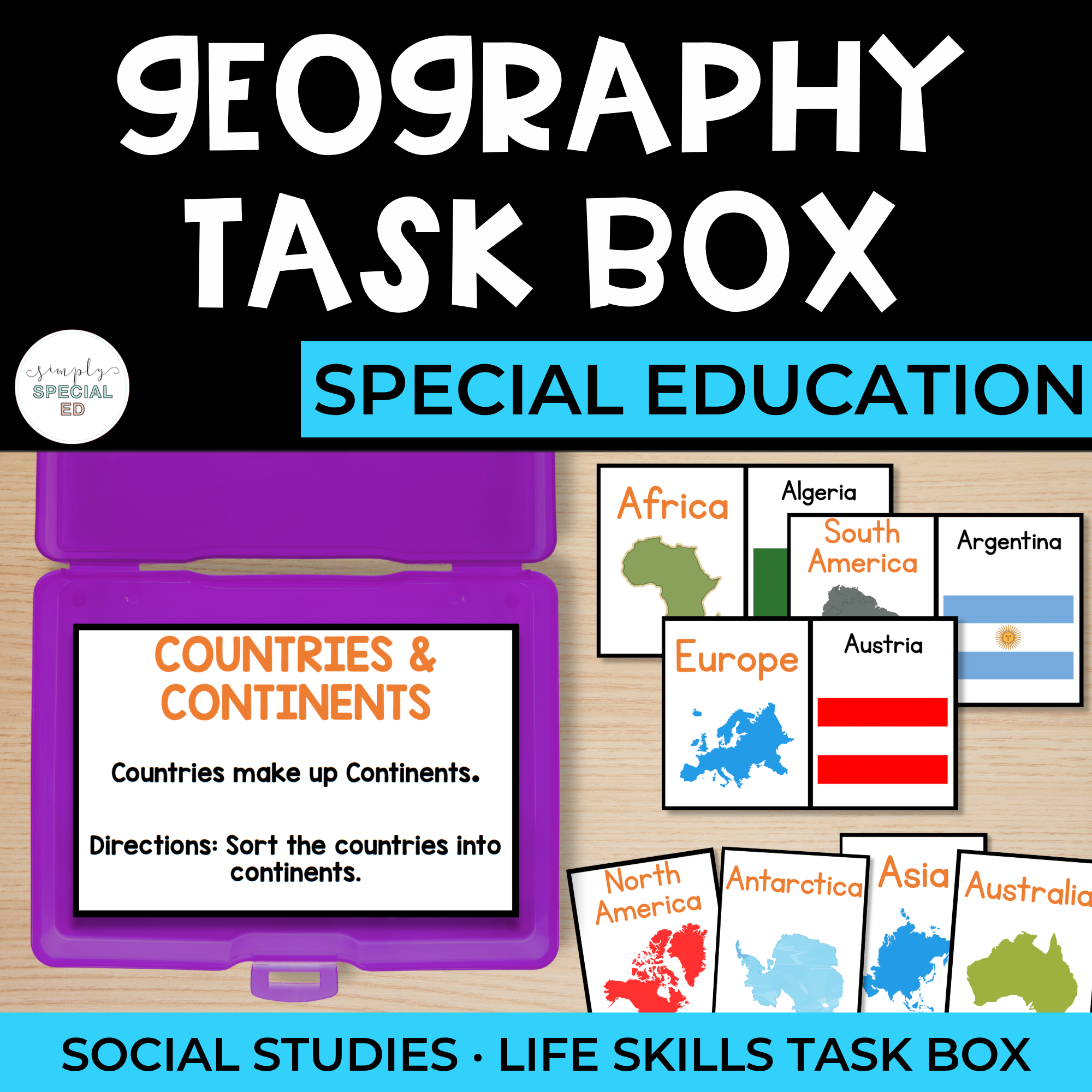 Geography Task Boxes: Continents and Countries