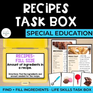 Recipe Task Boxes: Find Ingredients + Fill Size