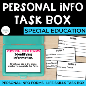 Life Skills Task Boxes: Personal Information Forms