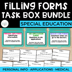 Life Skills Task Boxes BUNDLE: Filling Forms